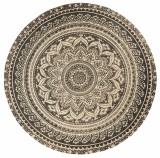 RUG ROUND JUTE NATURAL W BLACK PRINT 150